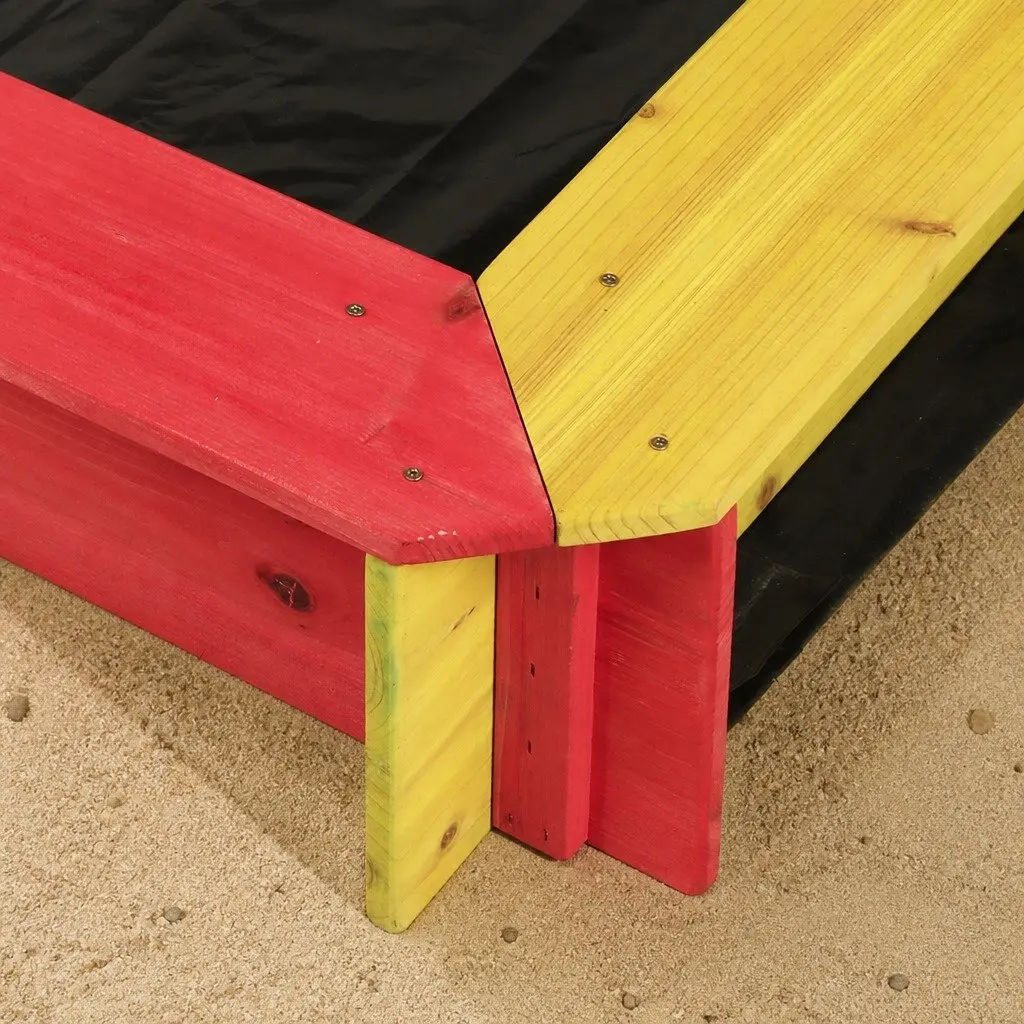 Kids Wooden Sandbox Natural 120x120cm UV Resistant Canopy Outdoor Play Pit