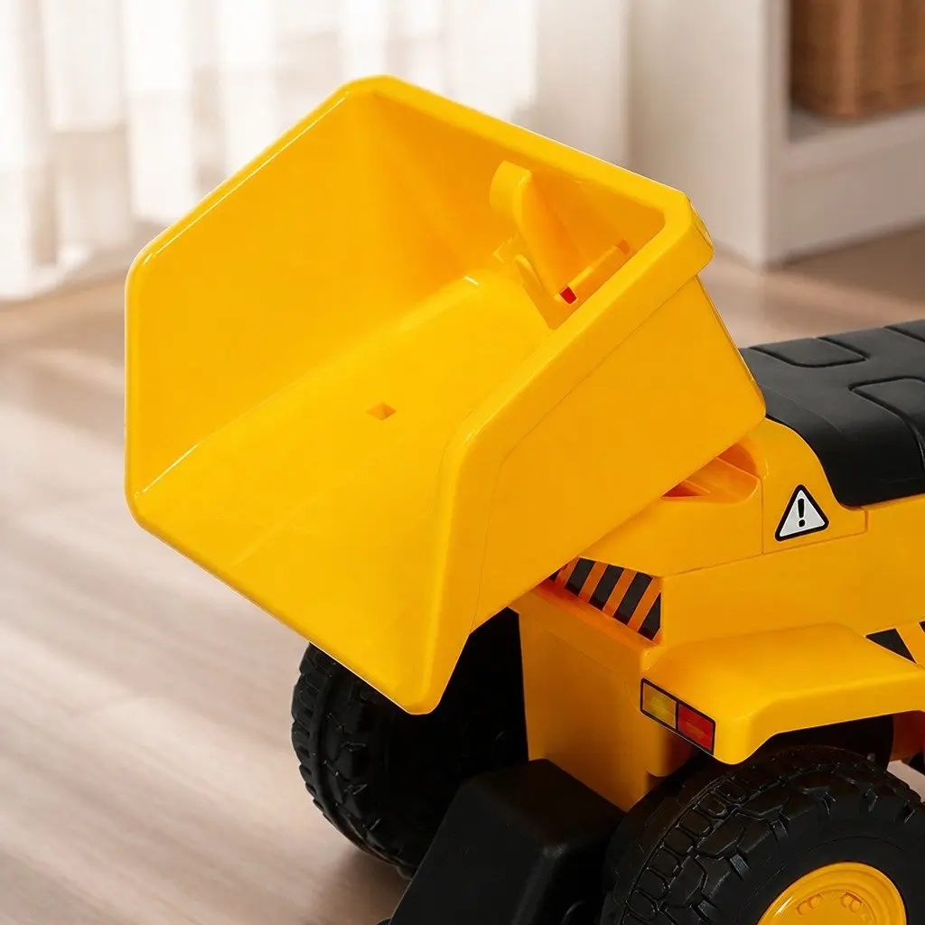 Kids Ride On Excavator Yellow Indoor Outdoor Toy with Adjustable Tipping Bucket and Lights
