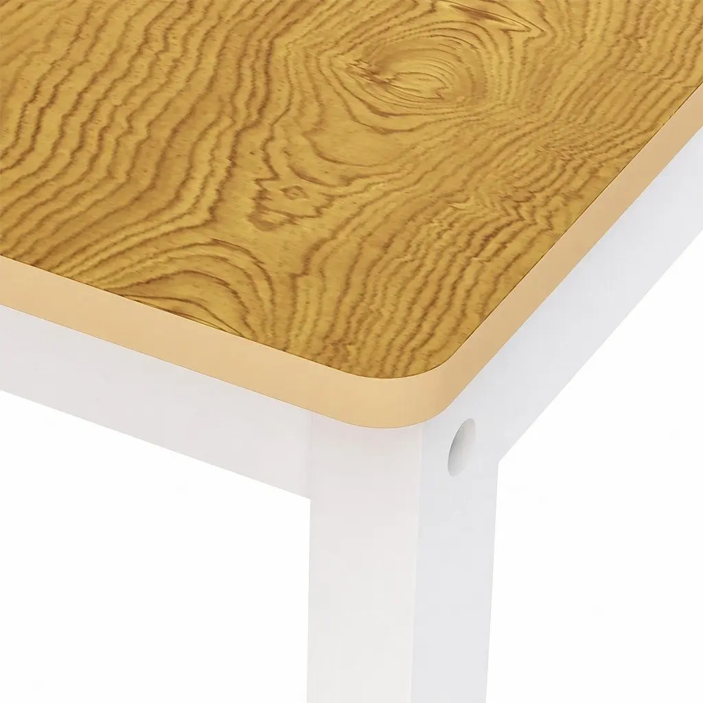 Kids Table and Chairs Set White 3PCS Wooden Study Activity Play Craft Art Station