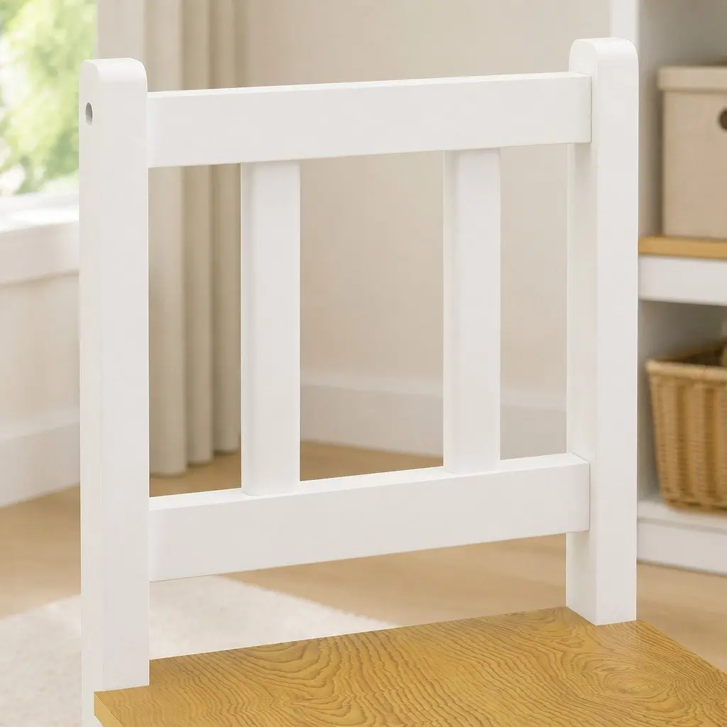 Kids Table and Chairs Set White 3PCS Wooden Study Activity Play Craft Art Station