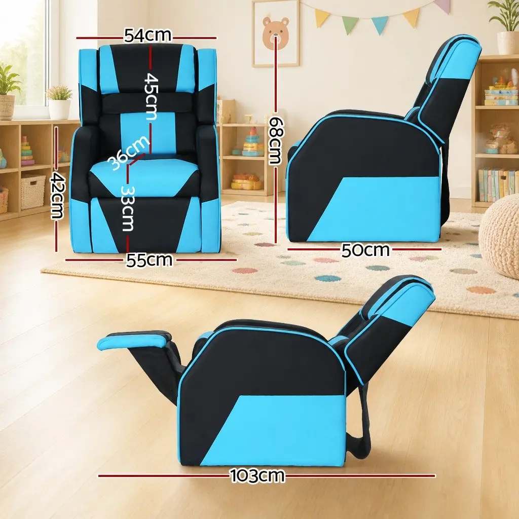 Kids Recliner Chair PU Leather Gaming Sofa Lounge Couch Children Armchair Black