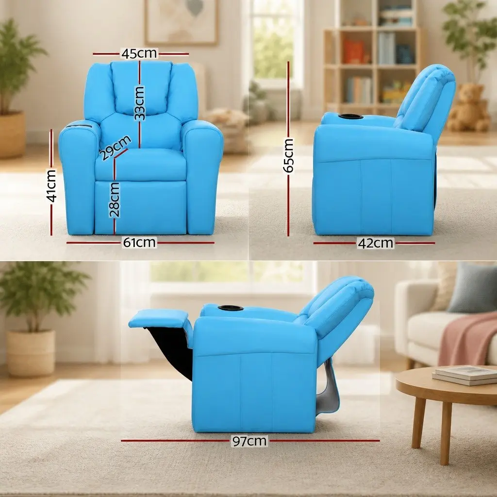 Kids Recliner Chair Blue Armchair Lounge Sofa Seat Children Furniture Relaxing