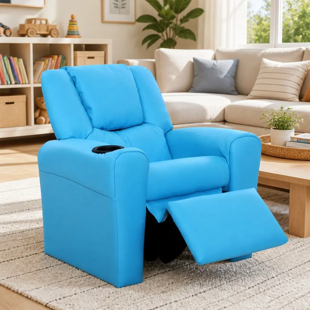 Kids Recliner Chair Blue Armchair Lounge Sofa Seat Children Furniture Relaxing