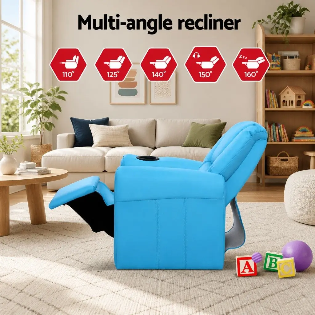 Kids Recliner Chair Blue Armchair Lounge Sofa Seat Children Furniture Relaxing