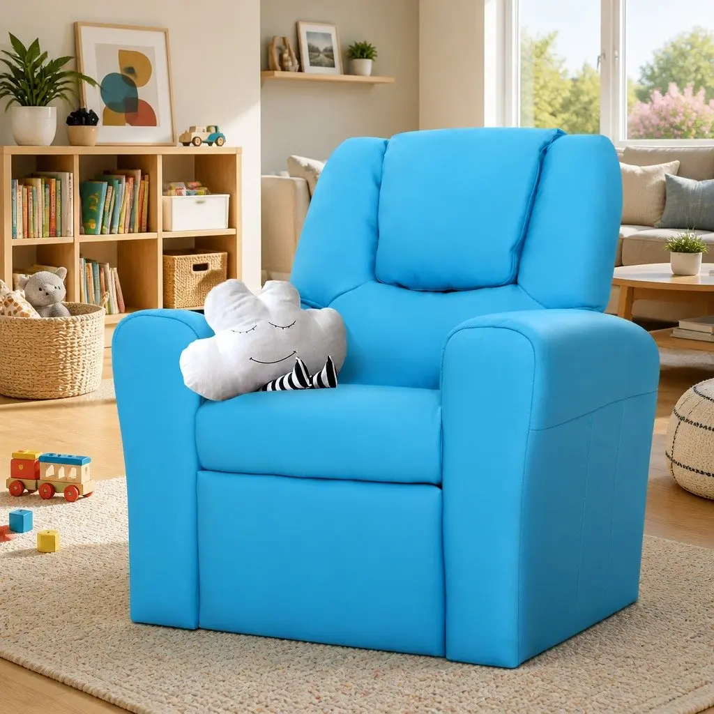 Kids Recliner Chair Blue Armchair Lounge Sofa Seat Children Furniture Relaxing