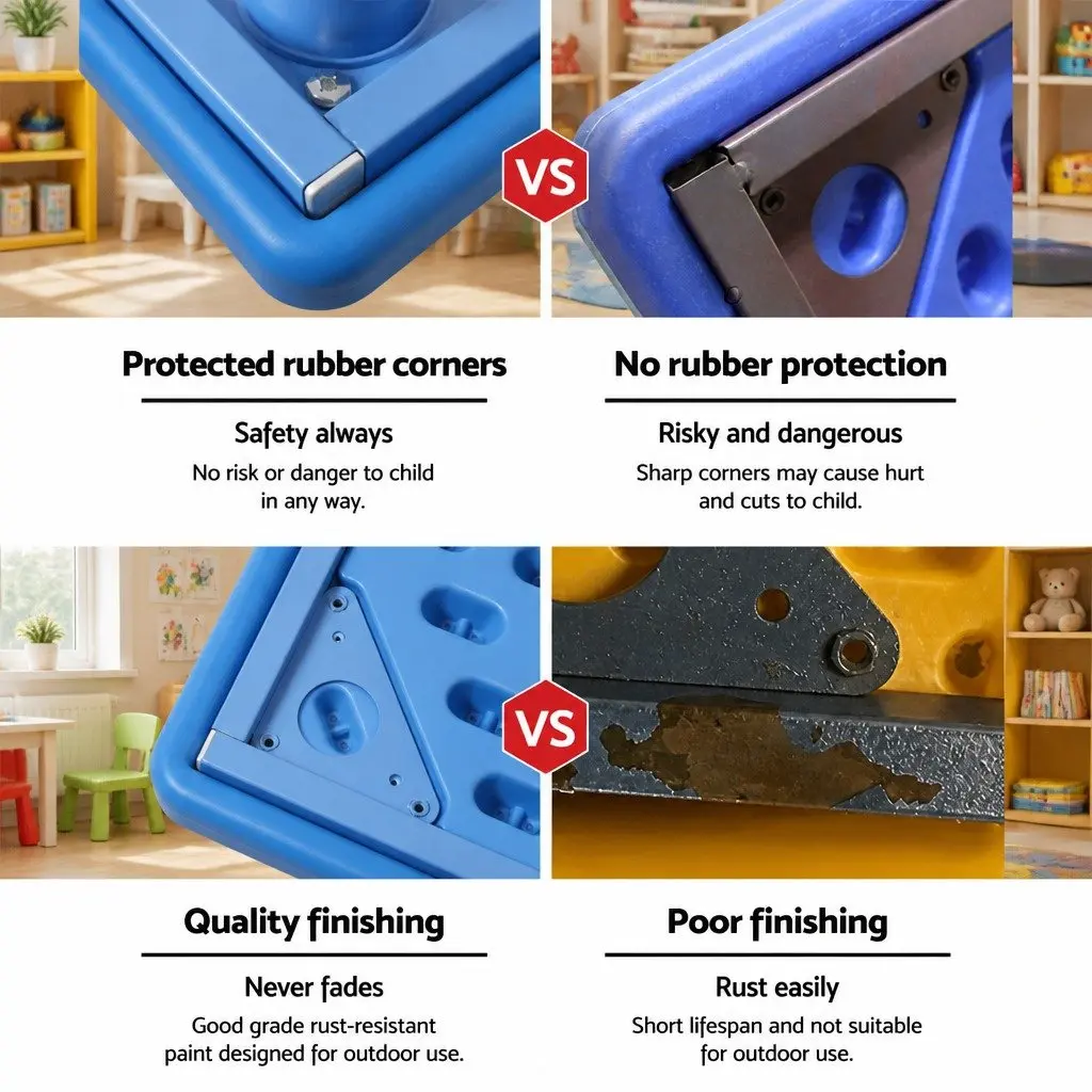 Kids Square Activity Table 60x60cm Blue Plastic Desk Study Adjustable Height
