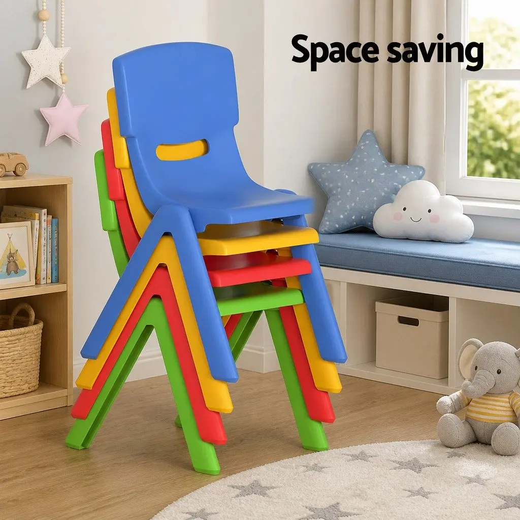 Kids Activity Table and Chairs Set Blue 9 Piece Stackable Seating