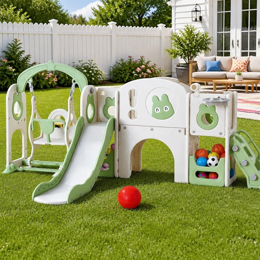 4-in-1 Kids Swing Slide Set for Active Kids