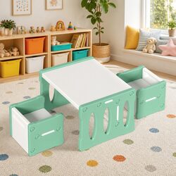 Kids Table and Chairs Set 3 Piece Activity Furniture for Children Play Room