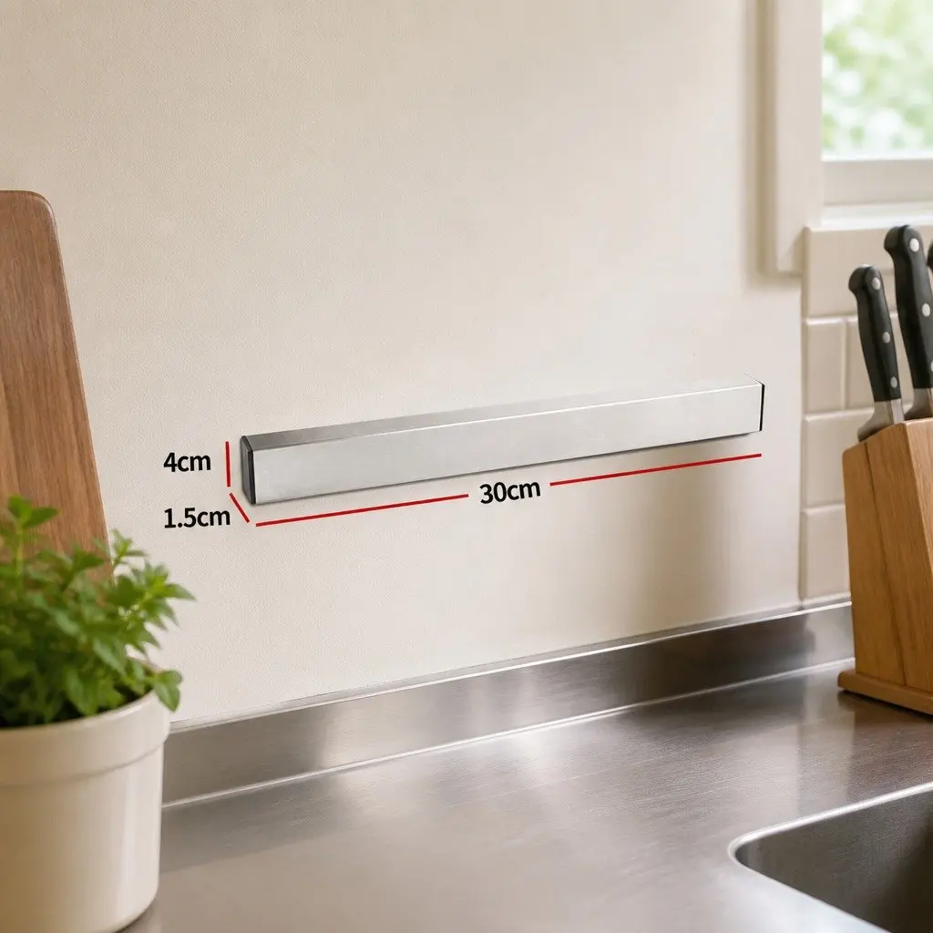 Magnetic Knife Holder Silver 50cm Wall-Mounted Kitchen Storage Rack Utensil Strip