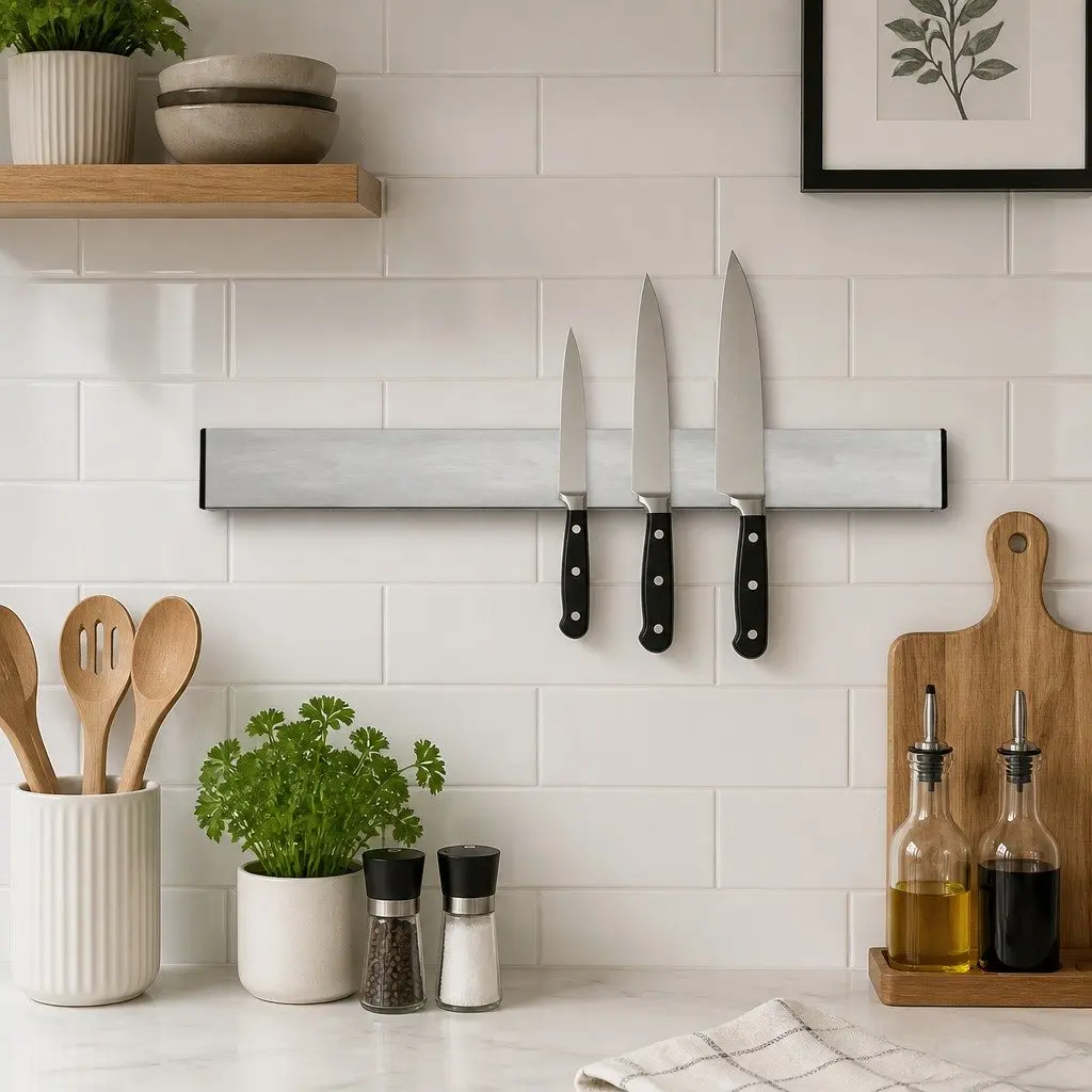 Magnetic Knife Holder Silver 50cm Wall-Mounted Kitchen Storage Rack Utensil Strip