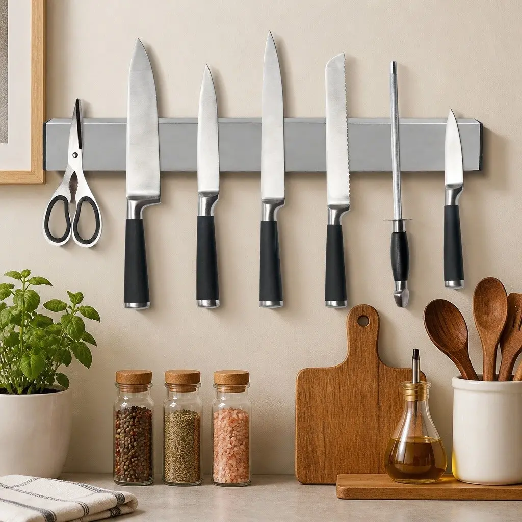 Magnetic Knife Holder Silver 50cm Wall-Mounted Kitchen Storage Rack Utensil Strip