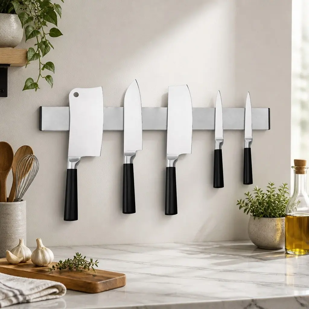 Magnetic Knife Holder Silver 40cm Wall Mount Stainless Steel Kitchen Storage Organizer