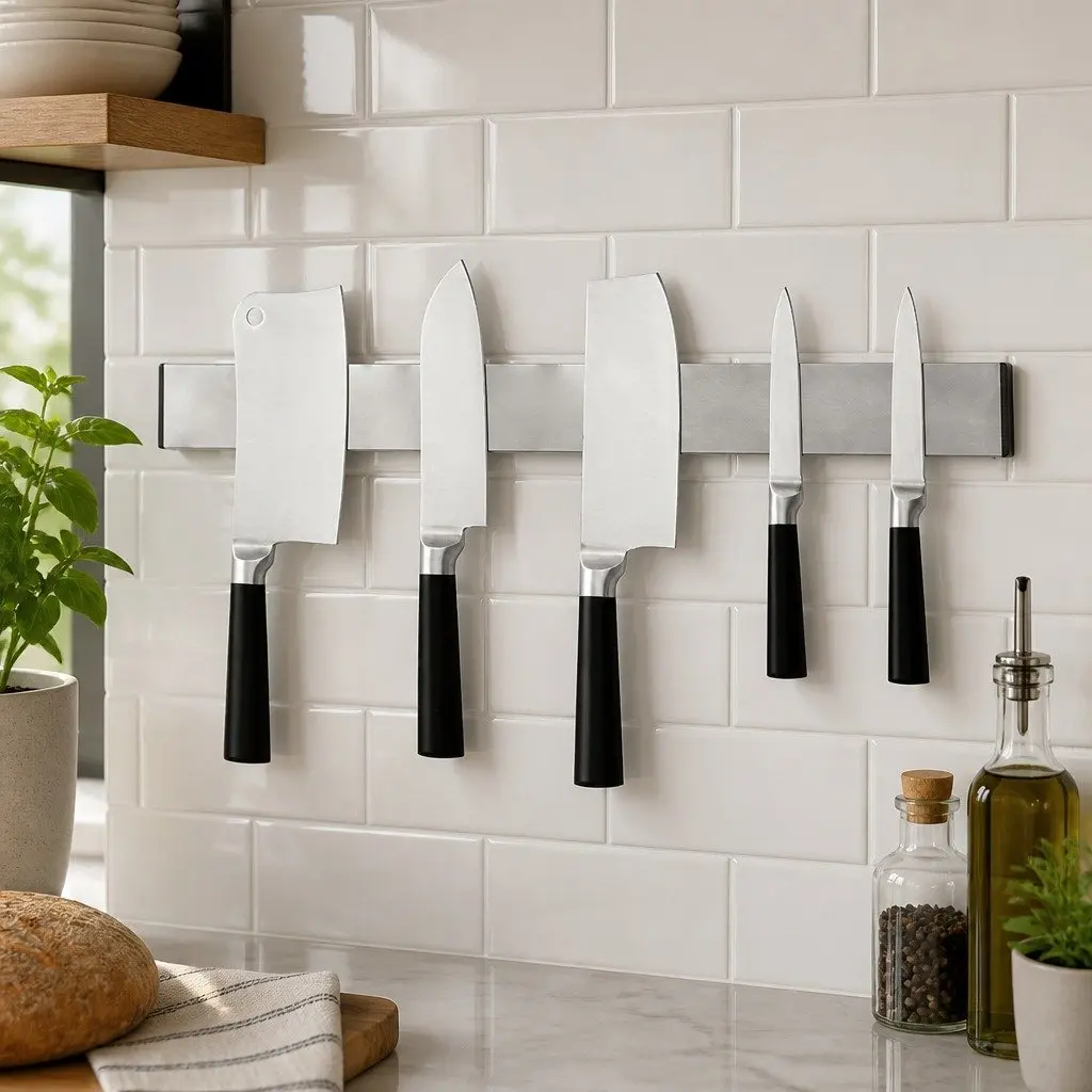 Magnetic Knife Holder Silver 40cm Wall Mount Stainless Steel Kitchen Storage Organizer