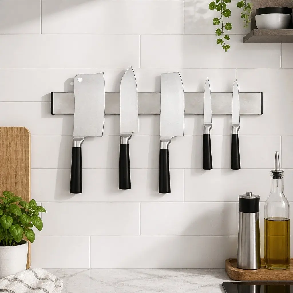 Magnetic Knife Holder Silver 40cm Wall Mount Stainless Steel Kitchen Storage Organizer