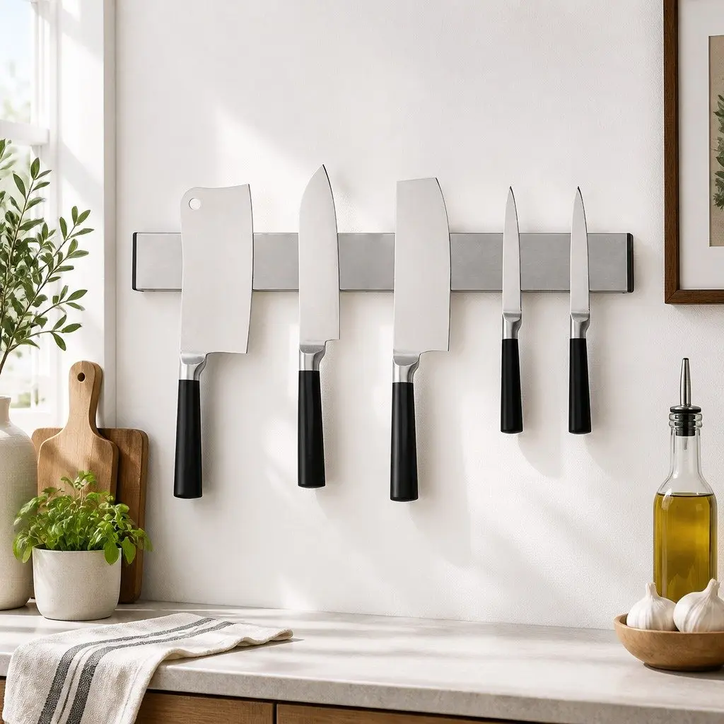 Magnetic Knife Holder Silver 40cm Wall Mount Stainless Steel Kitchen Storage Organizer