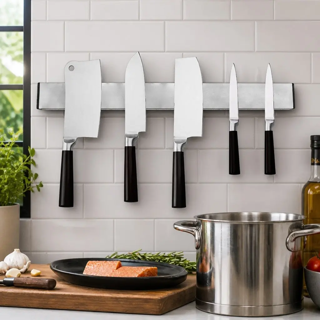 Magnetic Knife Holder Silver 40cm Wall Mount Stainless Steel Kitchen Storage Organizer