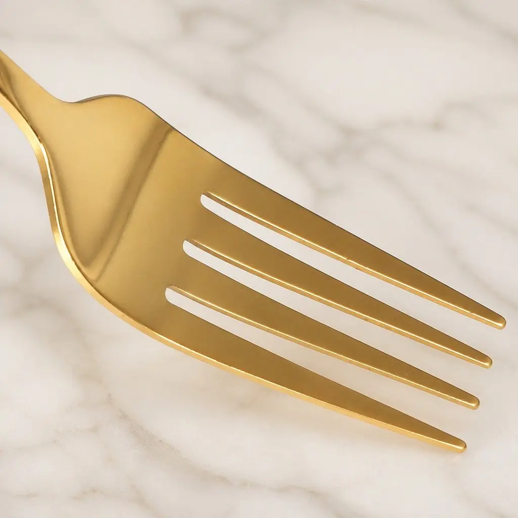 Stainless Steel Cutlery Set Gold 30 Piece Food Grade Mirror Polish Ergonomic Handle