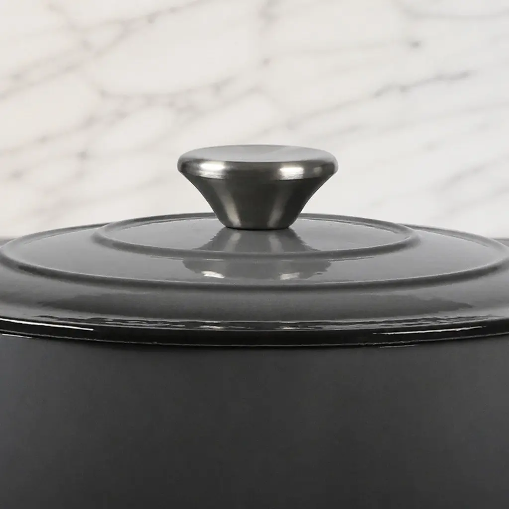 Cast Iron Dutch Oven Black 4L Enamel Coating Stovetop Oven Braising Pot Heavy
