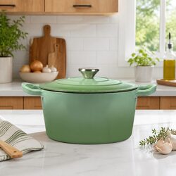 Compact 4L Cast Iron Dutch Oven in Green