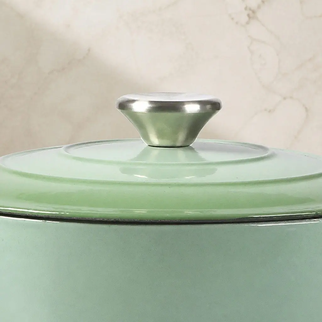 Cast Iron Dutch Oven Pot Green 4L Heavy Duty Non-Stick Enamel Coating