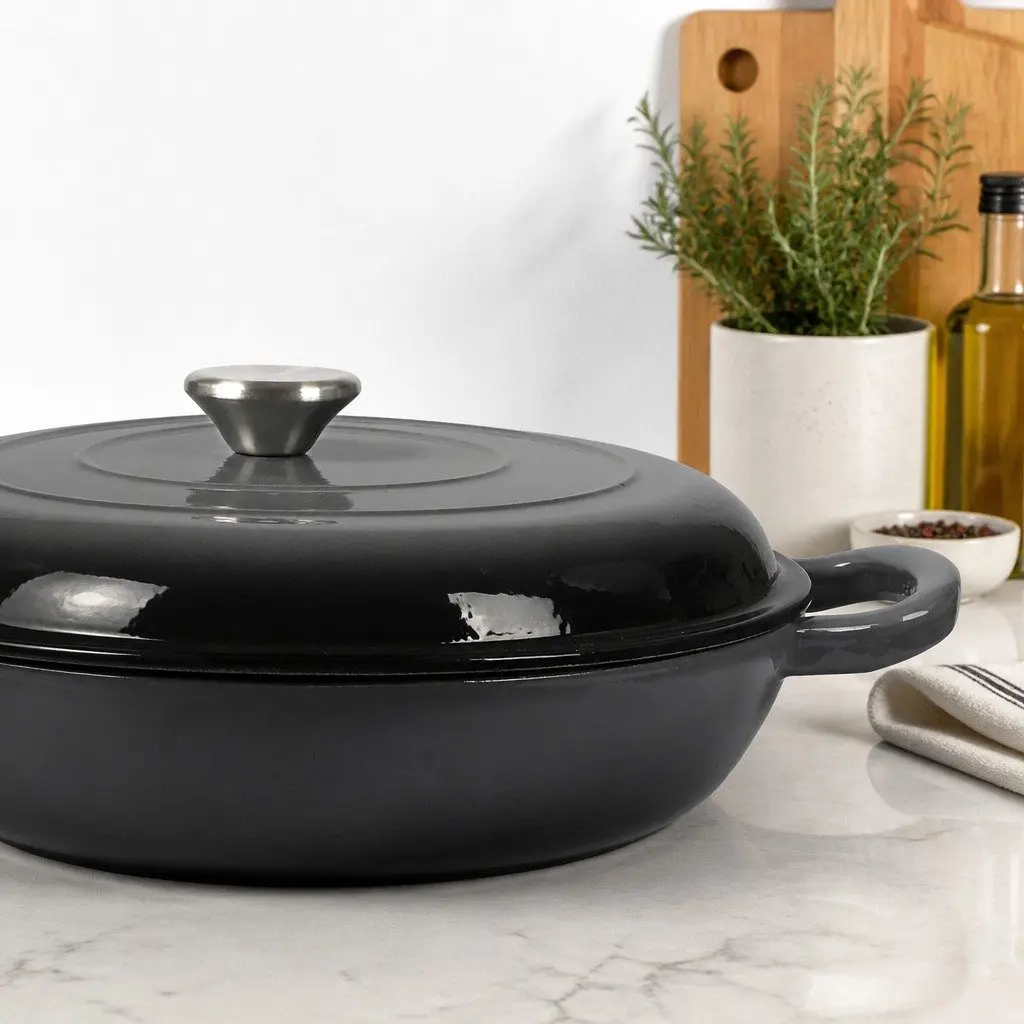 Cast Iron Dutch Oven Black 3.5L Enamel Non-Stick Cooking Pot
