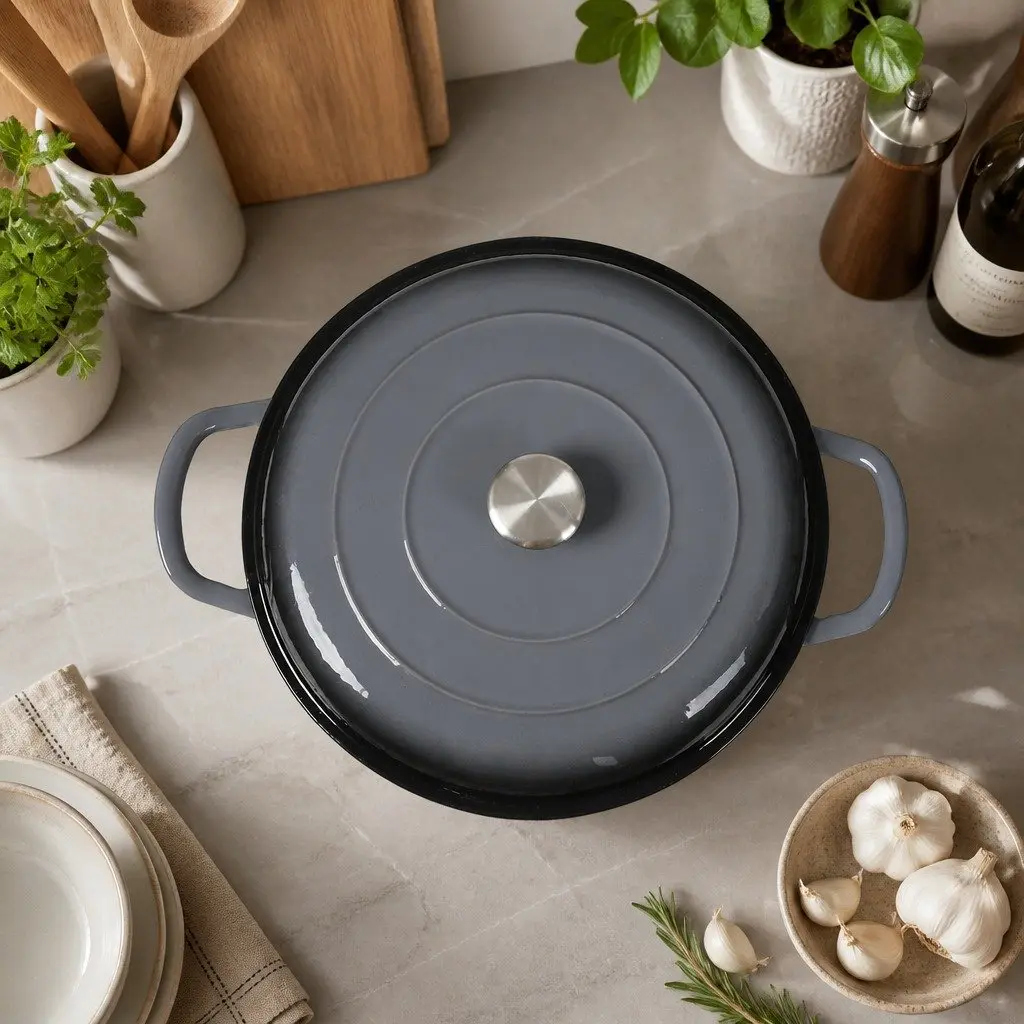 Cast Iron Dutch Oven Black 3.5L Enamel Non-Stick Cooking Pot