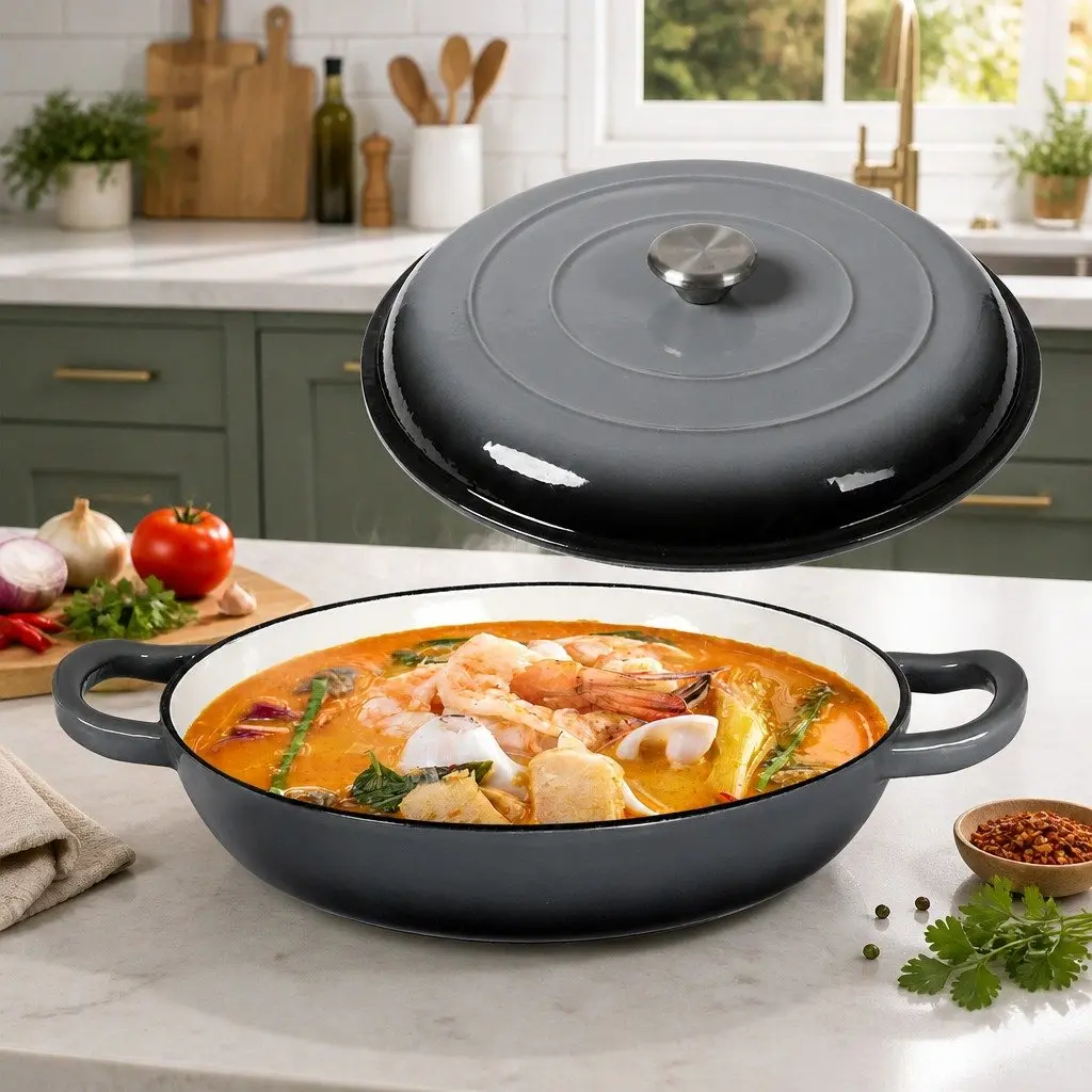Cast Iron Dutch Oven Black 3.5L Enamel Non-Stick Cooking Pot