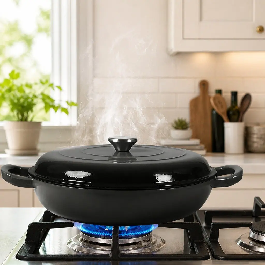 Cast Iron Dutch Oven Black 3.5L Enamel Non-Stick Cooking Pot
