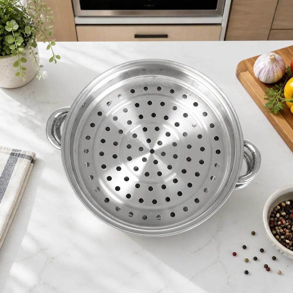 4 Layer Stainless Steel Steamer Silver with Glass Lid for Vegetable Meat Cooking