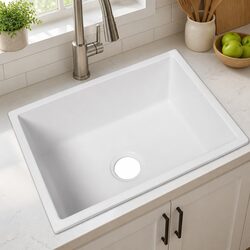 Compact Yet Spacious White Granite Kitchen Sink 45L