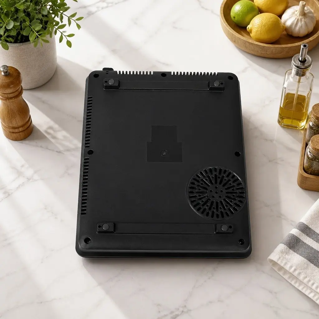 Induction Cooktop Black Single Burner Portable Electric Cooking with Variable Power Settings and Timer Function