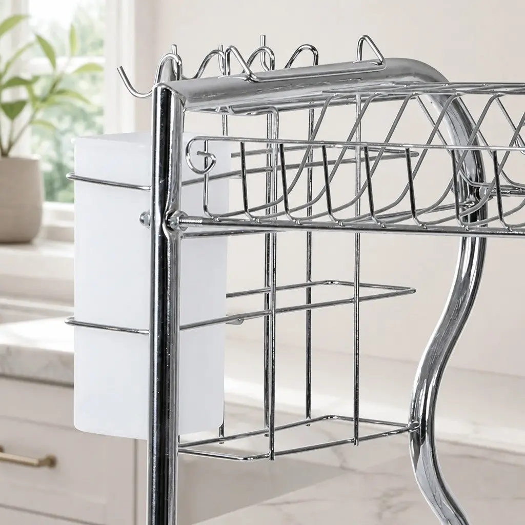 3-Tier Dish Rack Drainer Drying Kitchen Organizer with Side Rack Removable Tray