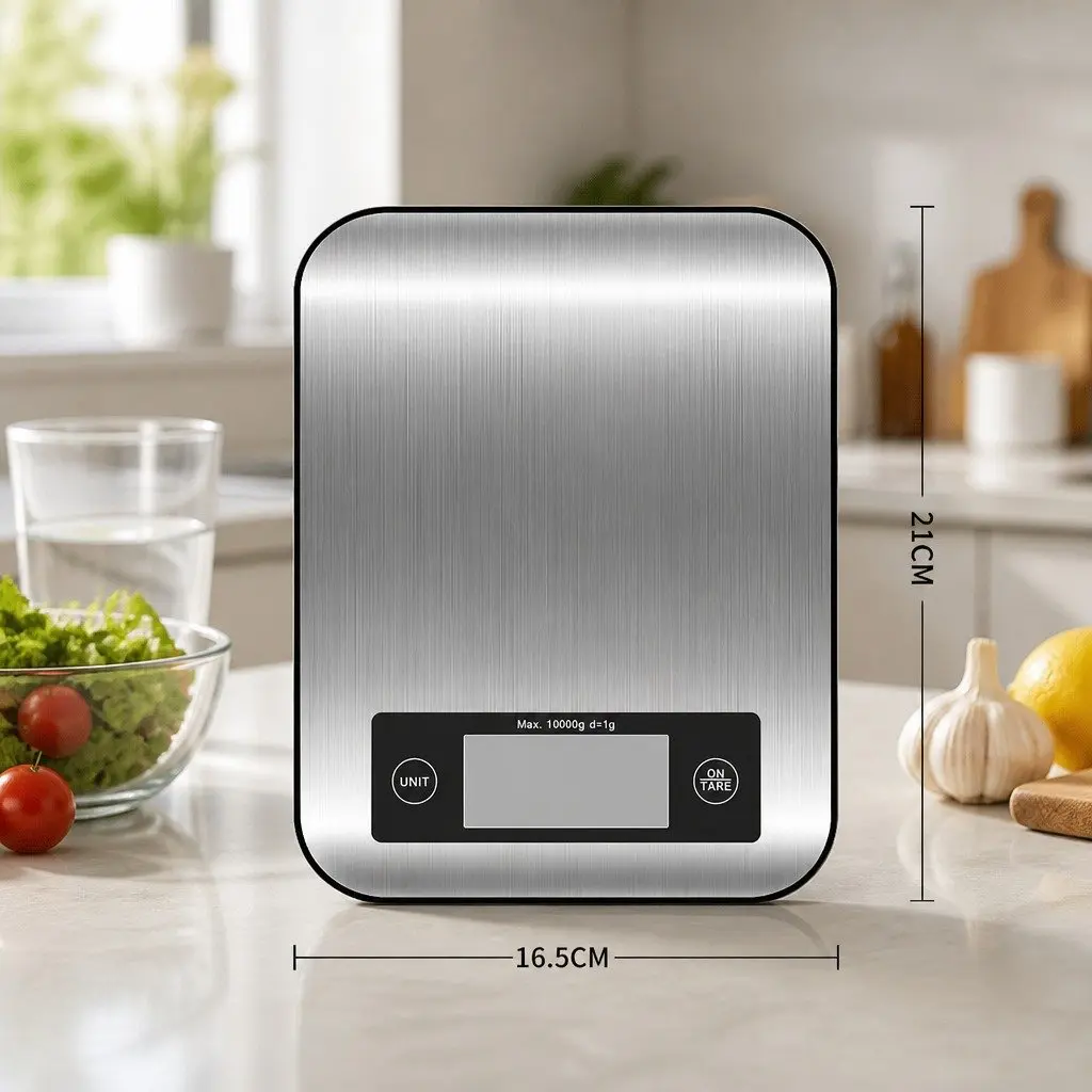 Digital Kitchen Food Scale 10kg LCD Display Stainless Steel Platform Tare