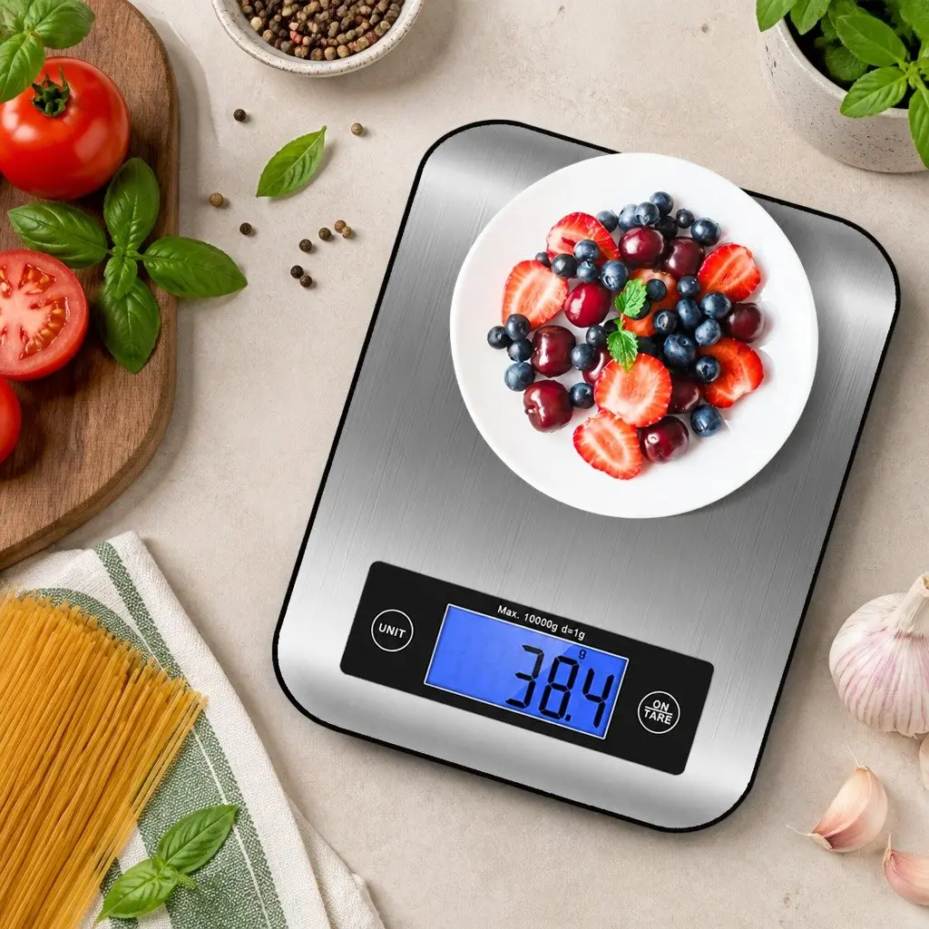 Digital Kitchen Food Scale 10kg LCD Display Stainless Steel Platform Tare