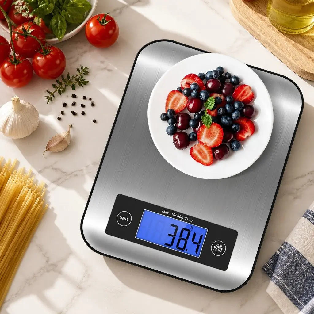 Digital Kitchen Food Scale 10kg LCD Display Stainless Steel Platform Tare