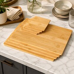 Concise Bamboo Coaster & Placemat Set - 8 Pcs