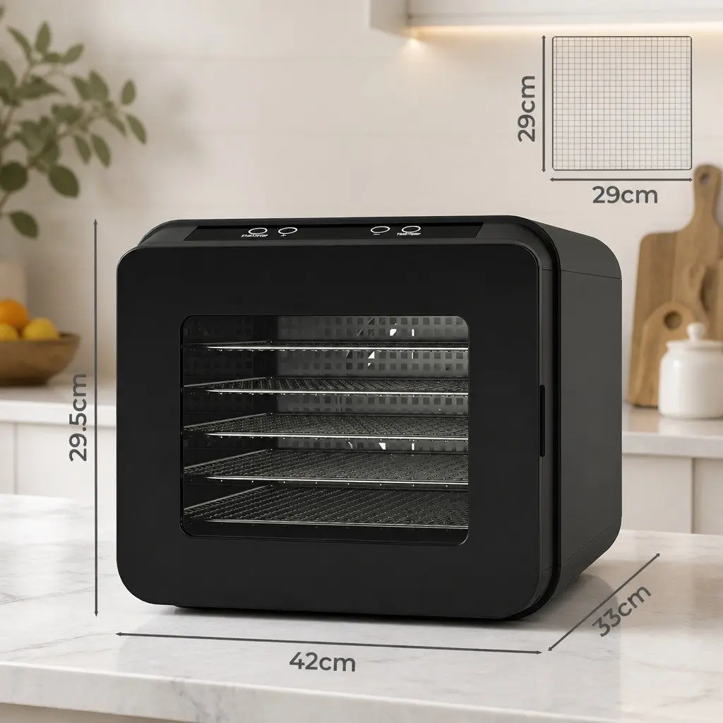 Food Dehydrator Black 6 Trays Digital Temperature Control