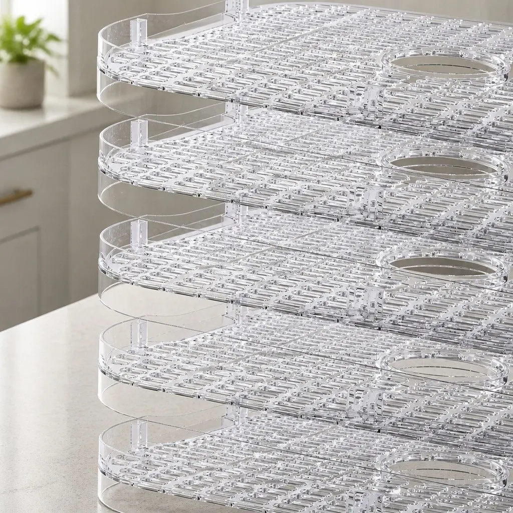 Food Dehydrator White 5 Adjustable Trays Stainless Steel Stepless Temperature Control