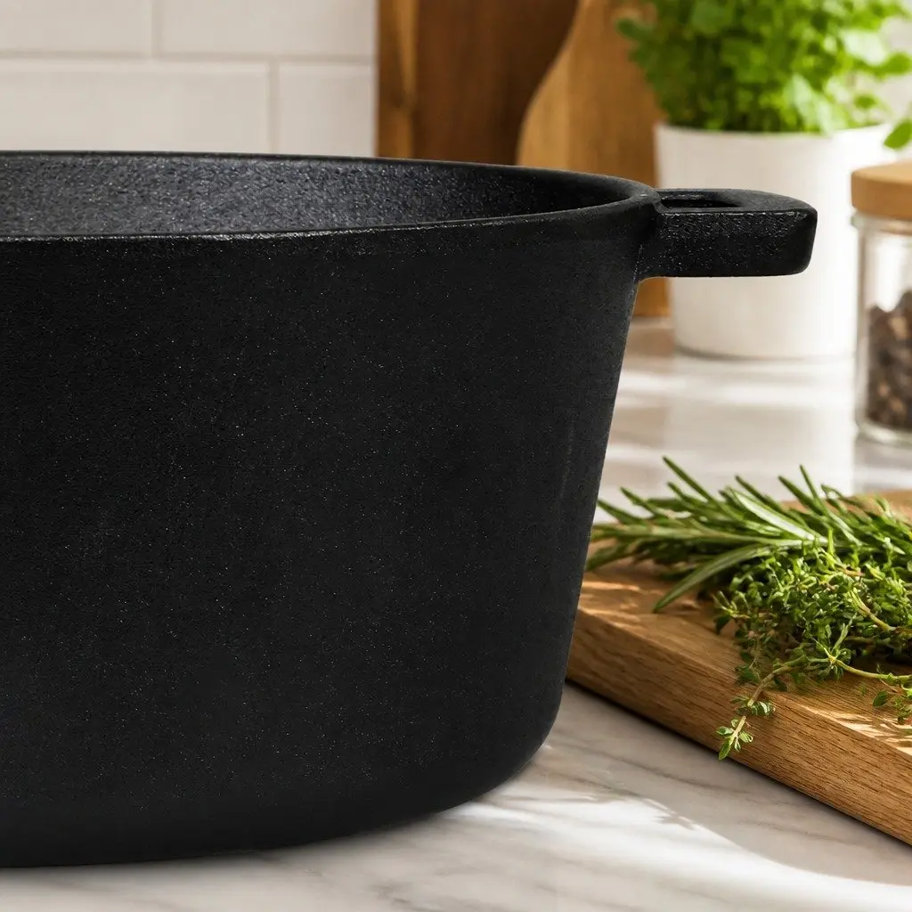 Cast Iron Double Dutch Oven Black 5.84L 2-in-1 Shallow Pan Deep Pot Cooking Set