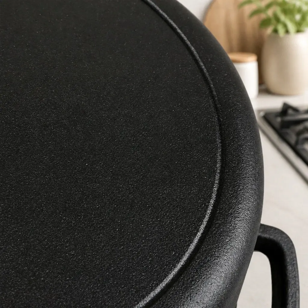 Cast Iron Double Dutch Oven Black 5.84L 2-in-1 Shallow Pan Deep Pot Cooking Set