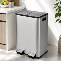 Compact 60L Dual Compartment Pedal Bin for Your Home