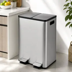 Compact 60L Dual Compartment Pedal Bin for Your Home