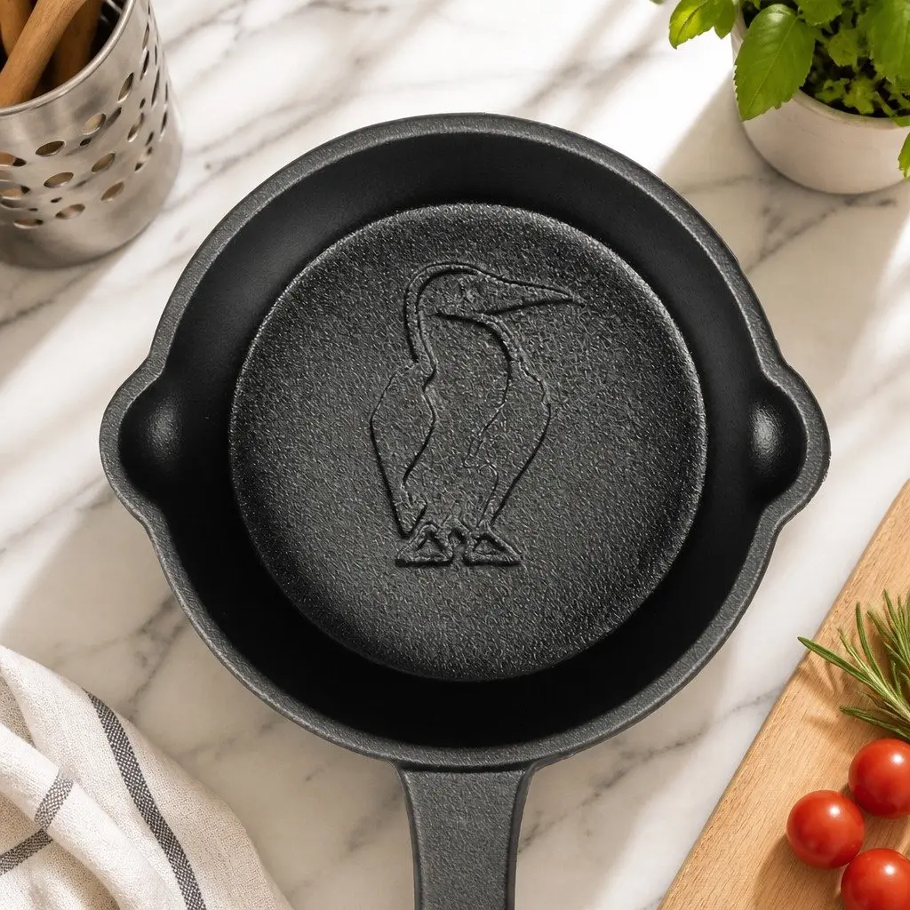 Mini Cast Iron Frying Pan Set Black 8.5cm Non-Stick Cookware