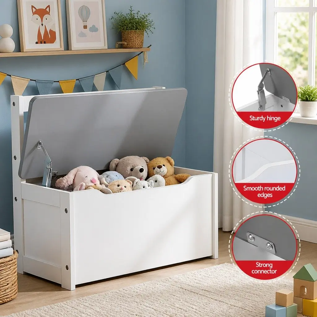 Kids Activity Table and Chair Set Grey 4 Piece with Storage Bench