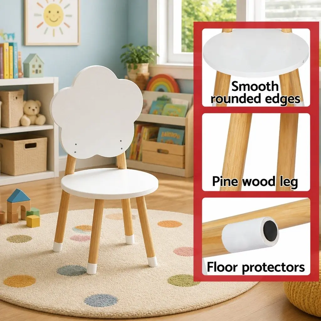 Kids Table and Chairs Set 5 Piece Children Activity Study Play Desk White
