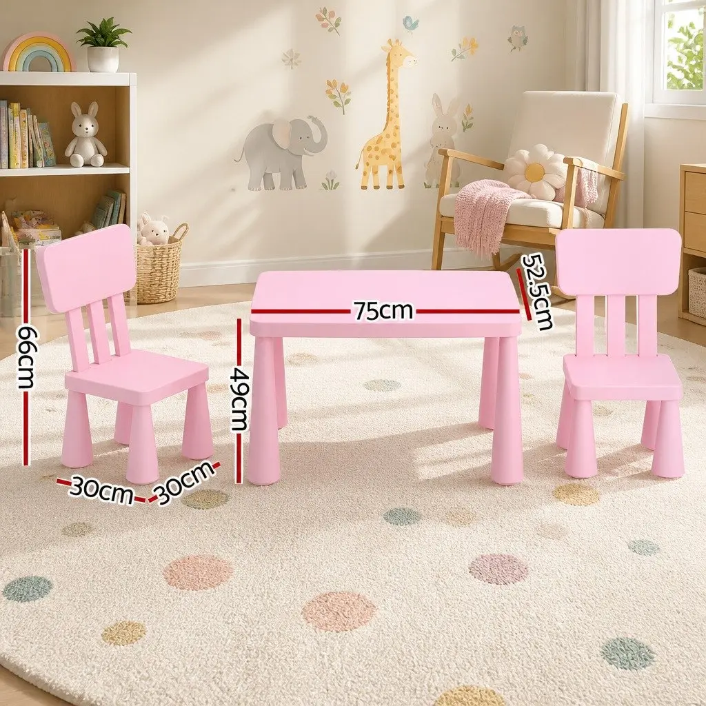Kids Table and Chairs Set Pink 3 Years and Above Sturdy Construction Smooth Edges Easy to Clean