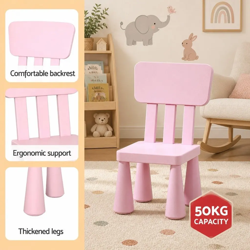 Kids Table and Chairs Set Pink 3 Years and Above Sturdy Construction Smooth Edges Easy to Clean