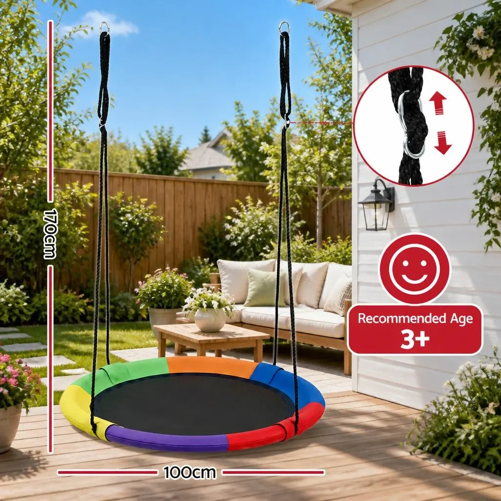 Hammock Tree Swing Multicolour 100cm Oval Platform Outdoor Garden Relaxation Seat