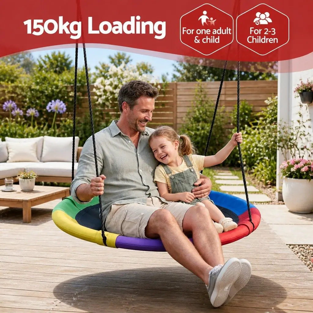 Hammock Tree Swing Multicolour 100cm Oval Platform Outdoor Garden Relaxation Seat